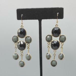 The Royal Earrings Black & Gray. Acrylic Black & Gray Beads. Gold accents